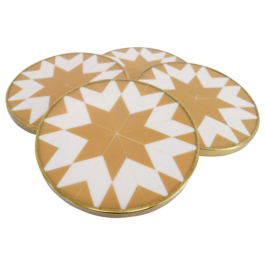 Starburst Coaster Set – Brass Trim (Set of 4)