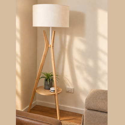 Fluxe Pinewood Floor Tripod Lamp