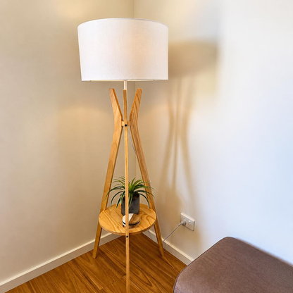 Fluxe Pinewood Floor Tripod Lamp