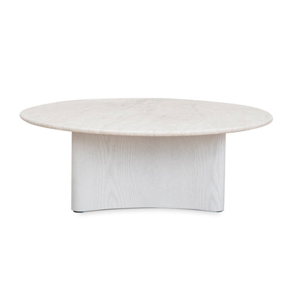 Nested Travertine Coffee Table - White