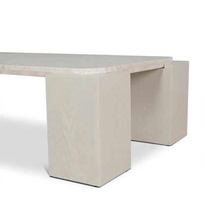 1.26m Travertine Coffee Table - Ivory Oat