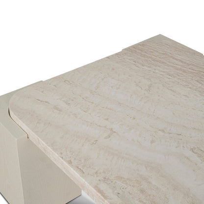 1.26m Travertine Coffee Table - Ivory Oat