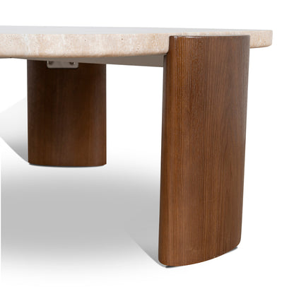 100cm Travertine Coffee Table - Walnut