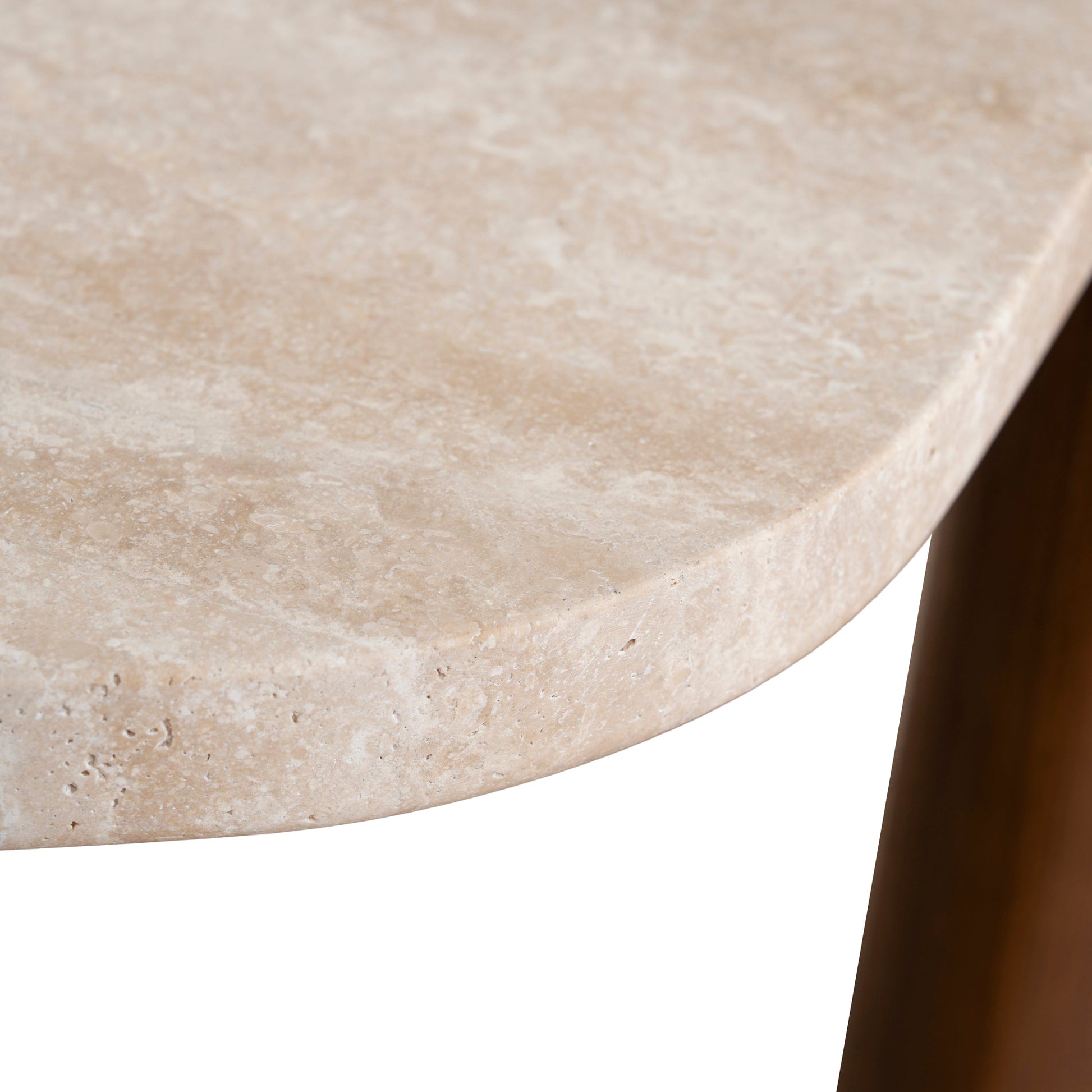 100cm Travertine Coffee Table - Walnut