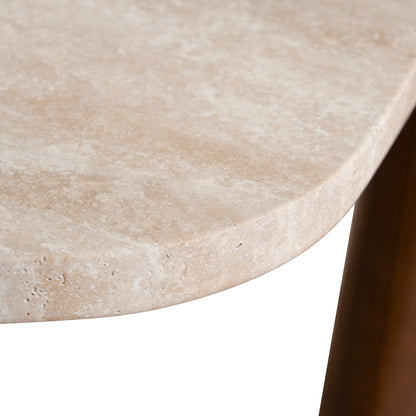 100cm Travertine Coffee Table - Walnut