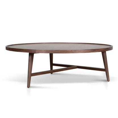 1.1m Wooden Round Coffee Table - Walnut