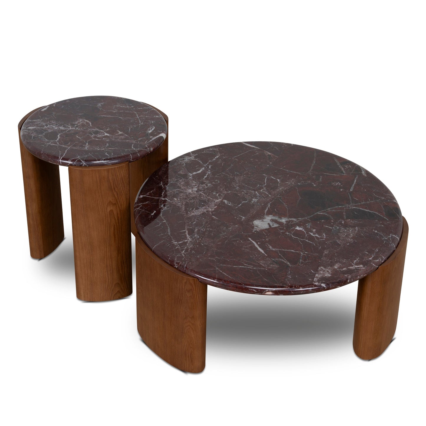 Nested Rosso Levanto Marble Coffee Table - Walnut