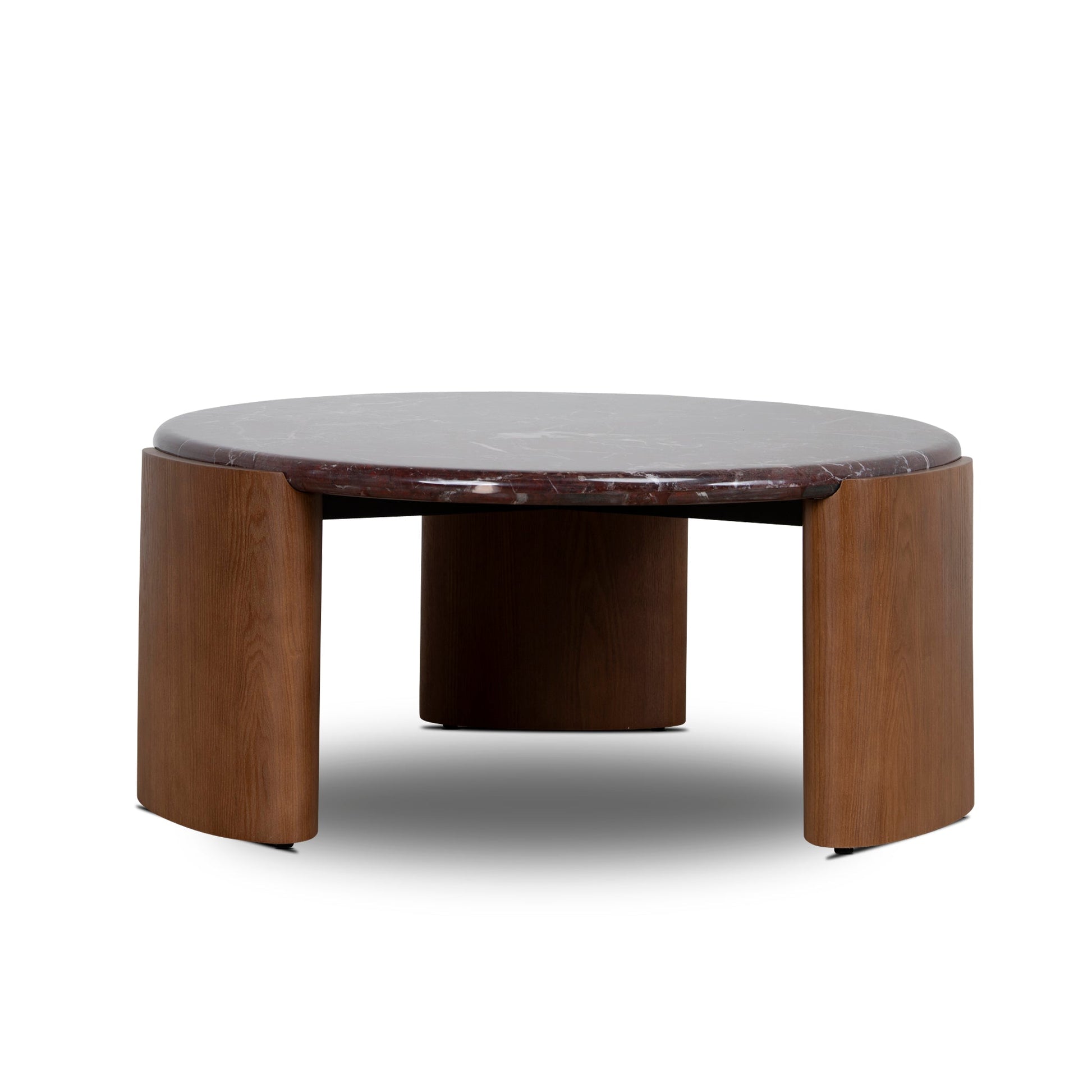 Nested Rosso Levanto Marble Coffee Table - Walnut