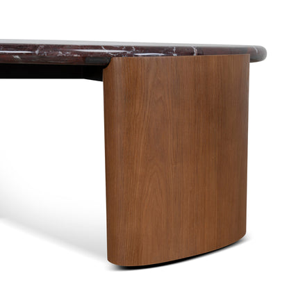 Nested Rosso Levanto Marble Coffee Table - Walnut