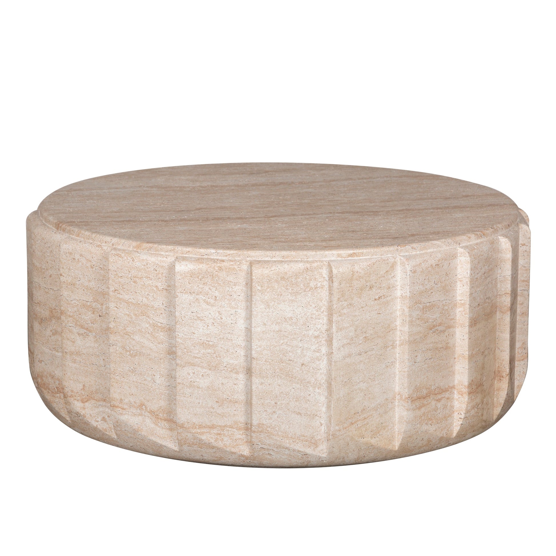 90cm Round Coffee Table - Light Travertine Look