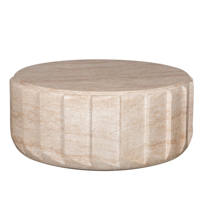 90cm Round Coffee Table - Light Travertine Look