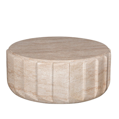 90cm Round Coffee Table - Light Travertine Look