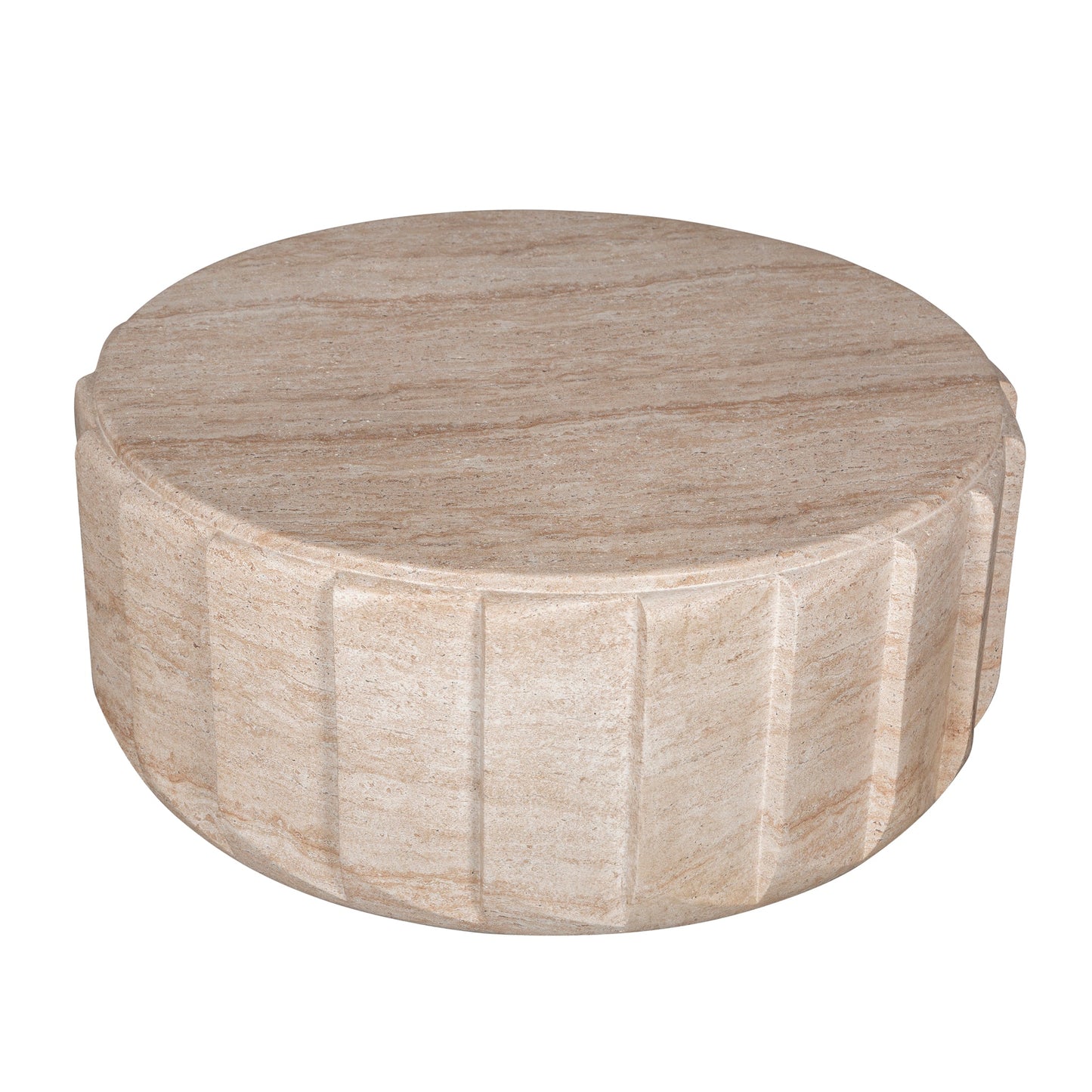 90cm Round Coffee Table - Light Travertine Look