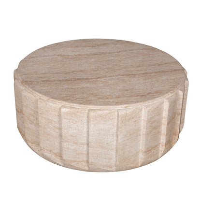 90cm Round Coffee Table - Light Travertine Look
