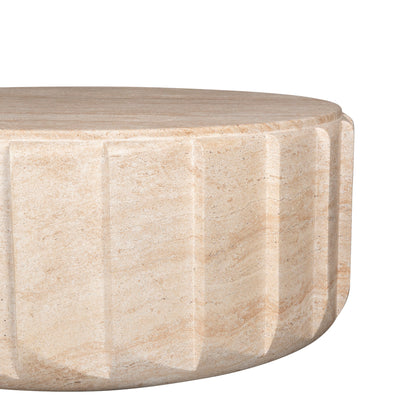 90cm Round Coffee Table - Light Travertine Look