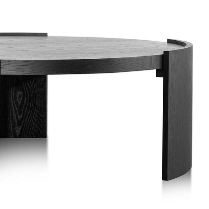 100cm Wooden Round Coffee Table - Black