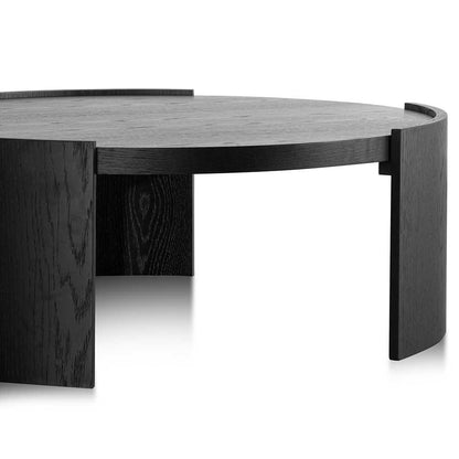 100cm Wooden Round Coffee Table - Black