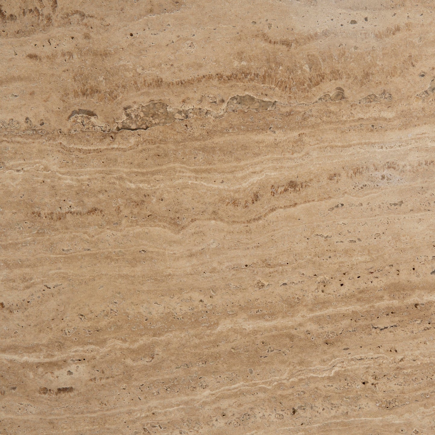89cm Travertine Top Round Coffee Table - Walnut