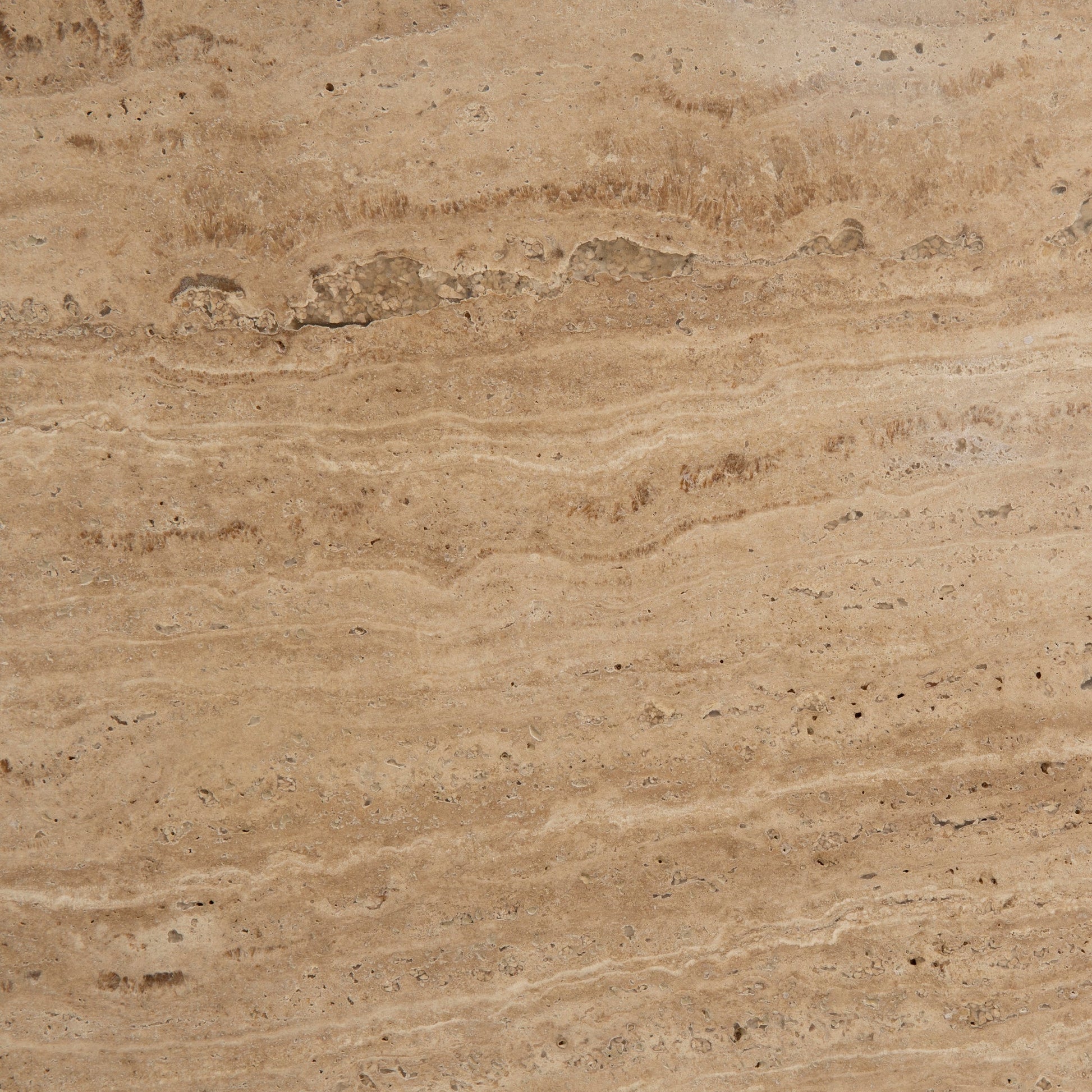 89cm Travertine Top Round Coffee Table - Walnut