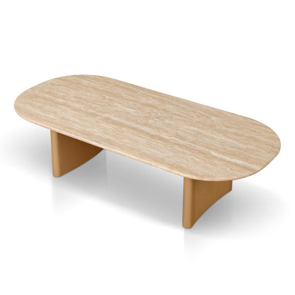 1.5m Travertine Top Coffee Table - Creme Ash