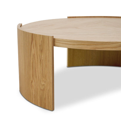 100cm Wooden Round Coffee Table - Natural