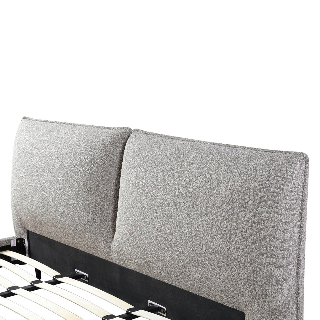 Fabric Queen Bed Frame - Olive Brown Boucle