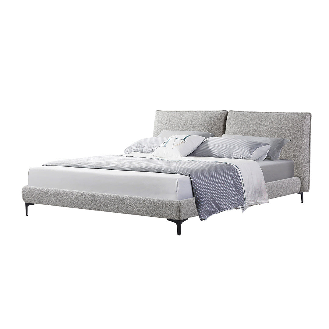 Fabric Queen Bed Frame - Olive Brown Boucle