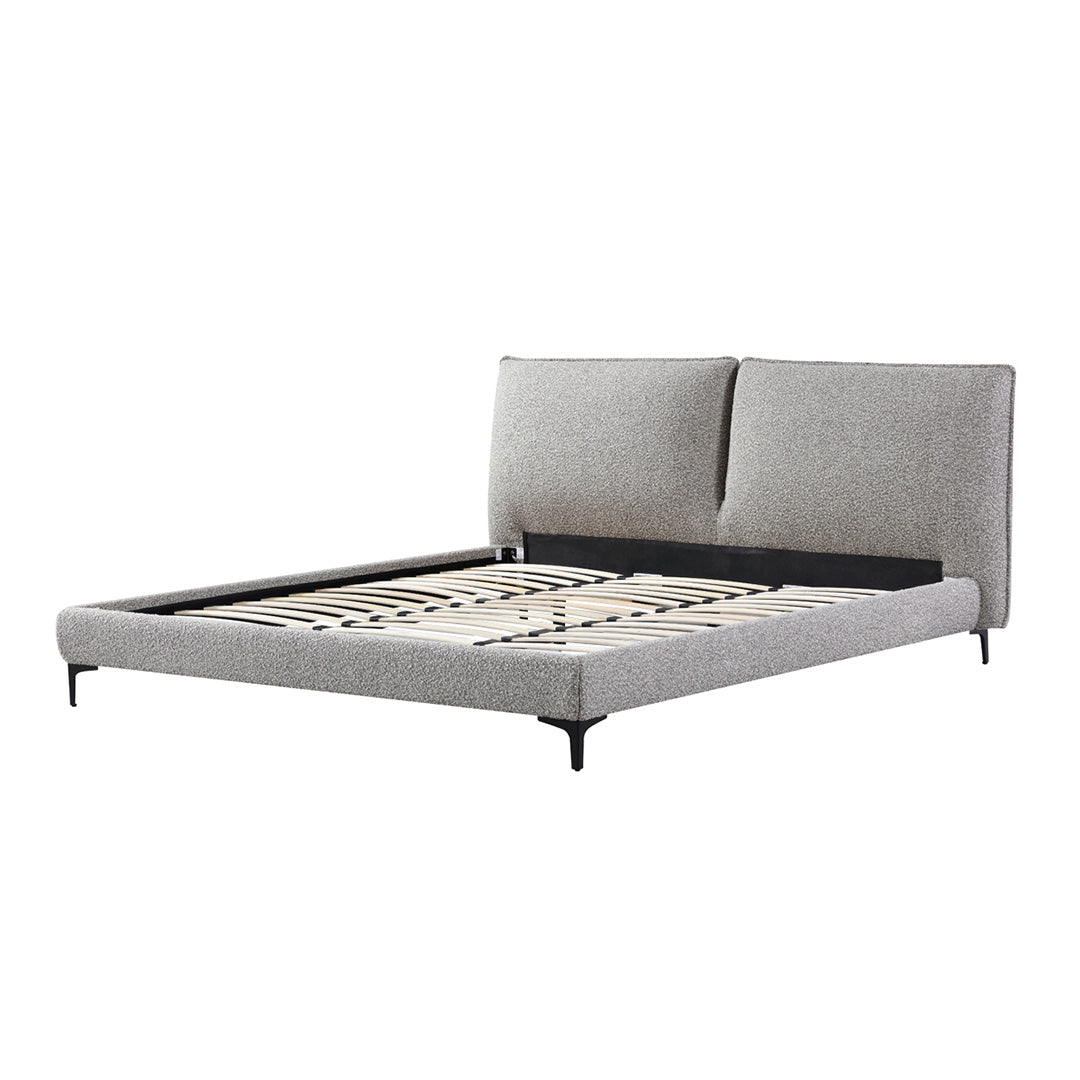 Fabric Queen Bed Frame - Olive Brown Boucle
