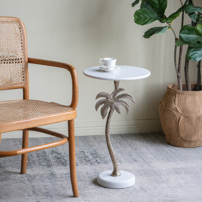 Marble Palm Tree Side Table