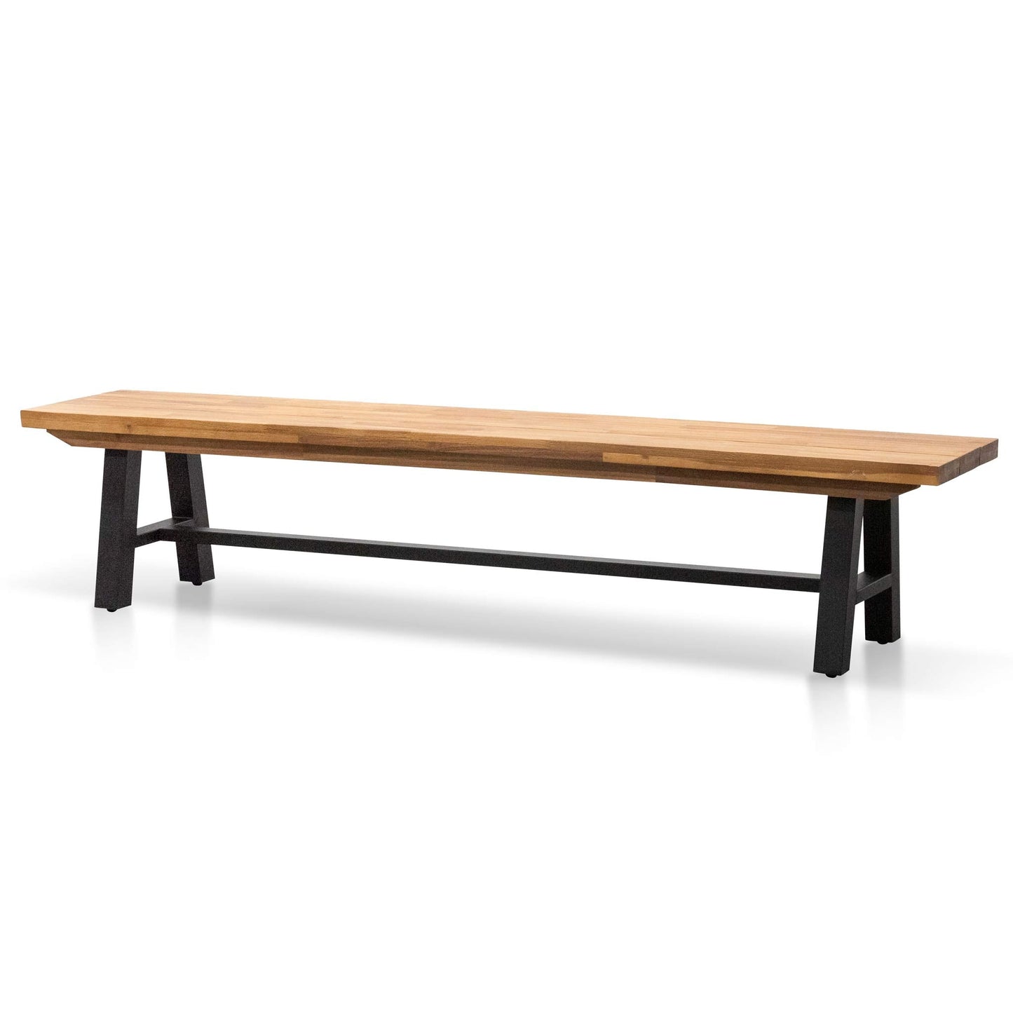 Outdoor Wooden Bench - Natural Top and Black Legs