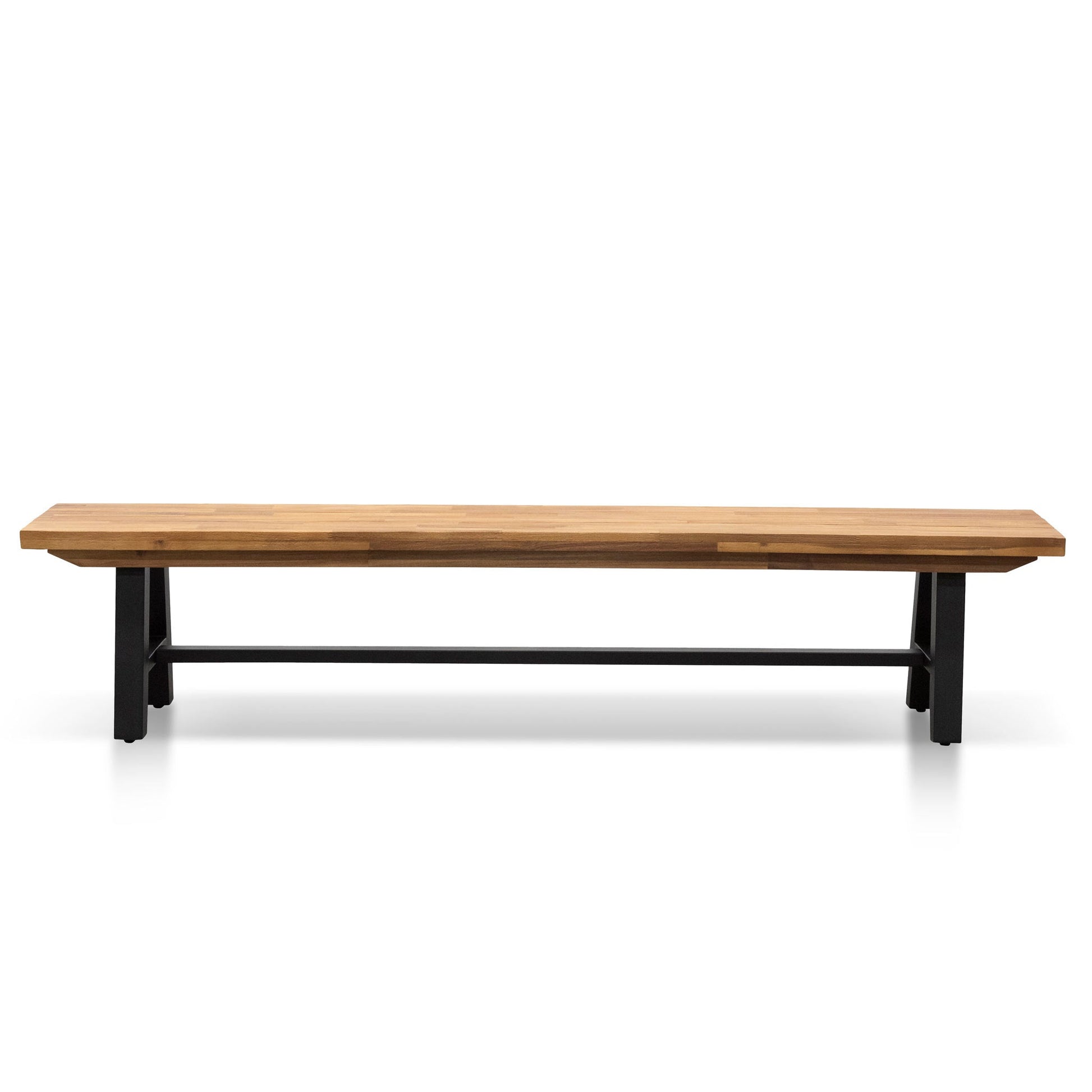 Outdoor Wooden Bench - Natural Top and Black Legs