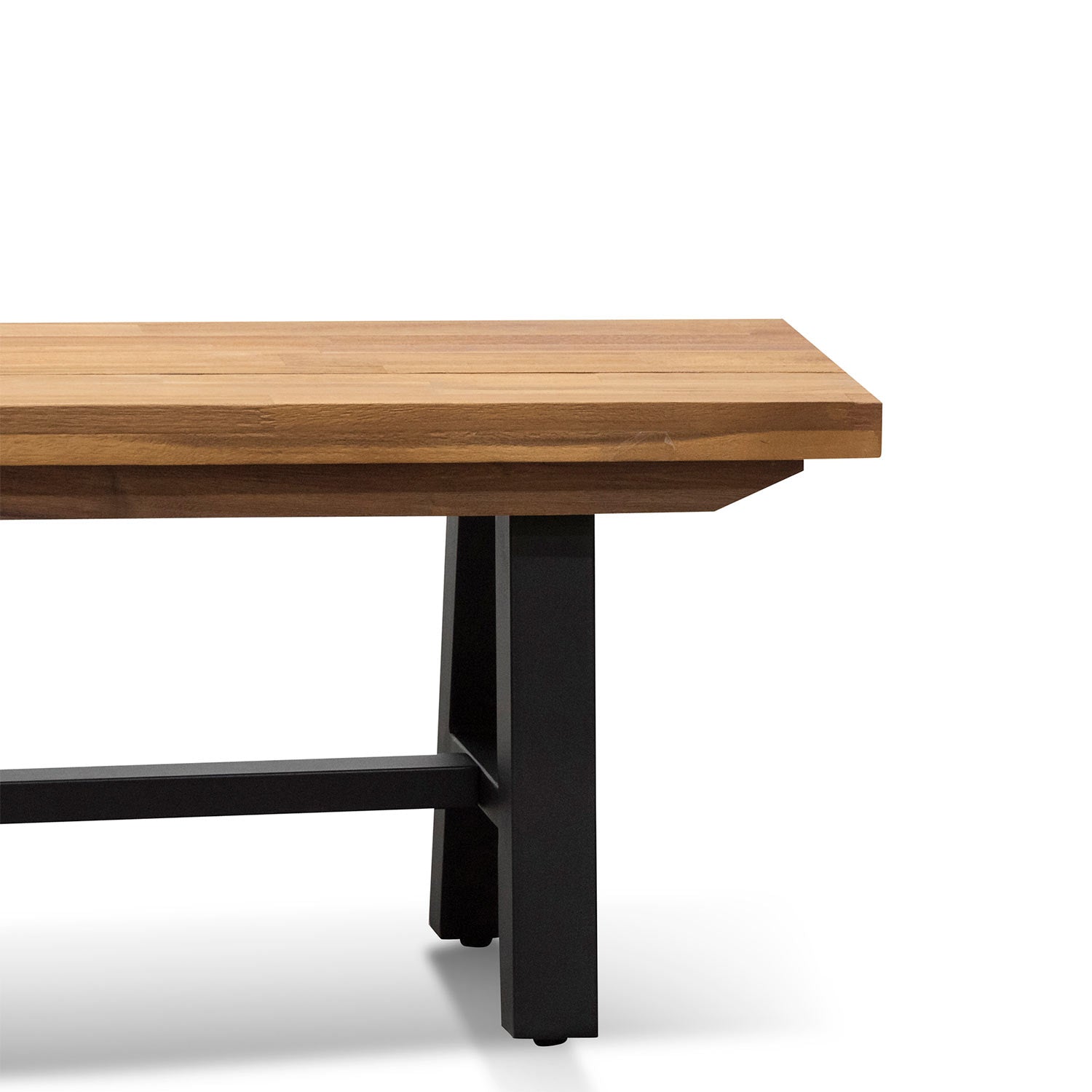 Outdoor Wooden Bench - Natural Top and Black Legs