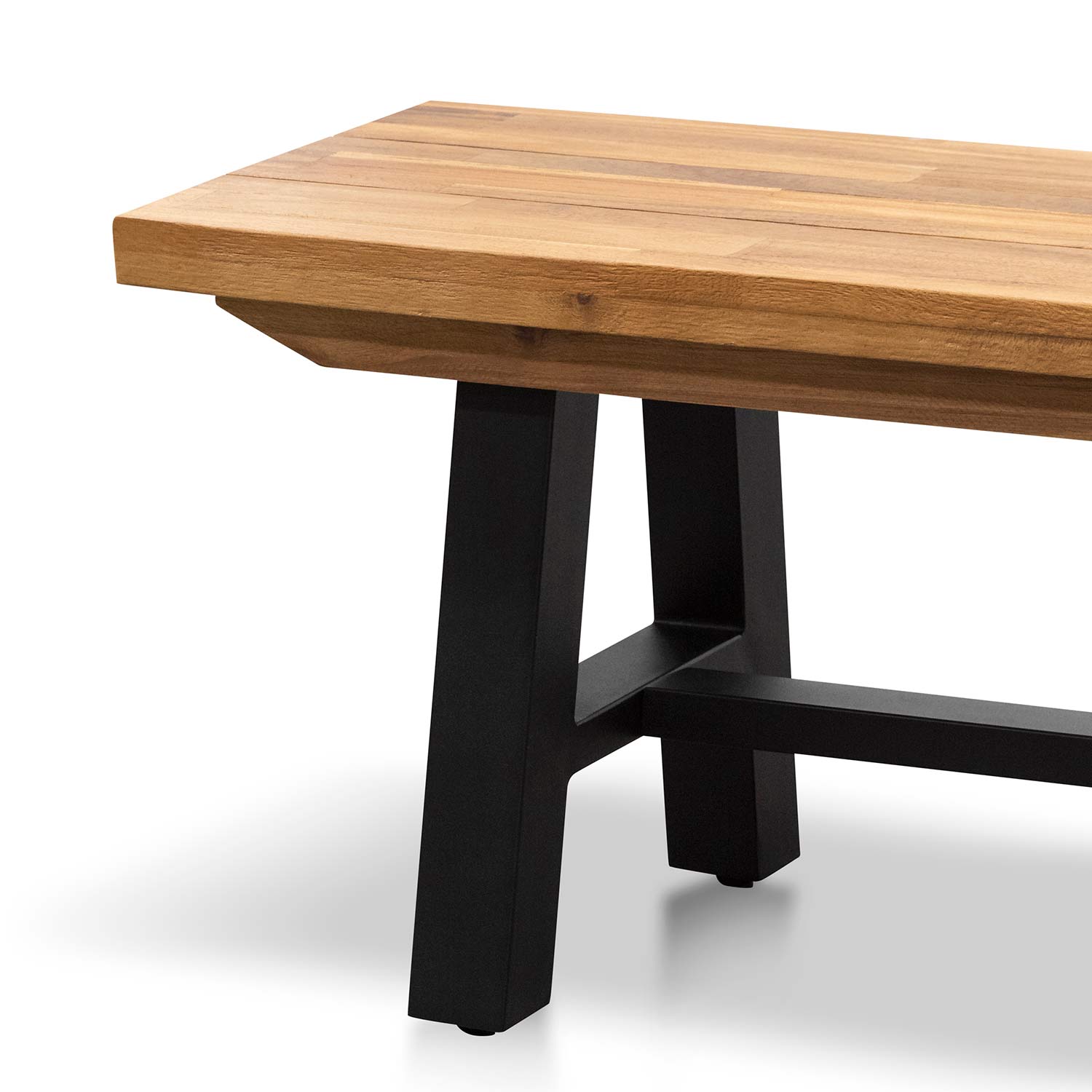 Outdoor Wooden Bench - Natural Top and Black Legs