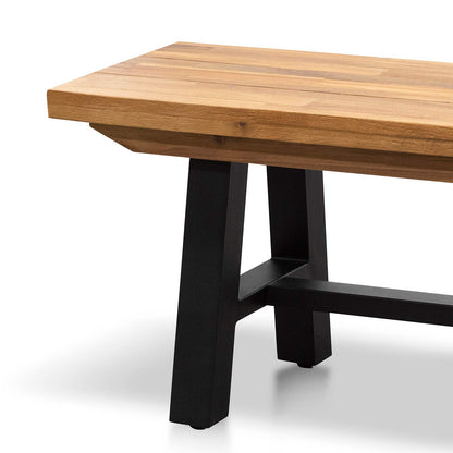 Outdoor Wooden Bench - Natural Top and Black Legs