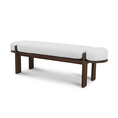 1.6m Walnut Elm Bench - Natural Linen