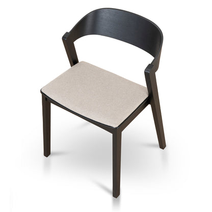 Black Dining Chair - Grey Seat (Set of 2)