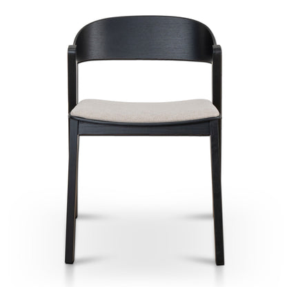 Black Dining Chair - Grey Seat (Set of 2)