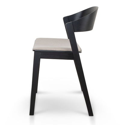 Black Dining Chair - Grey Seat (Set of 2)