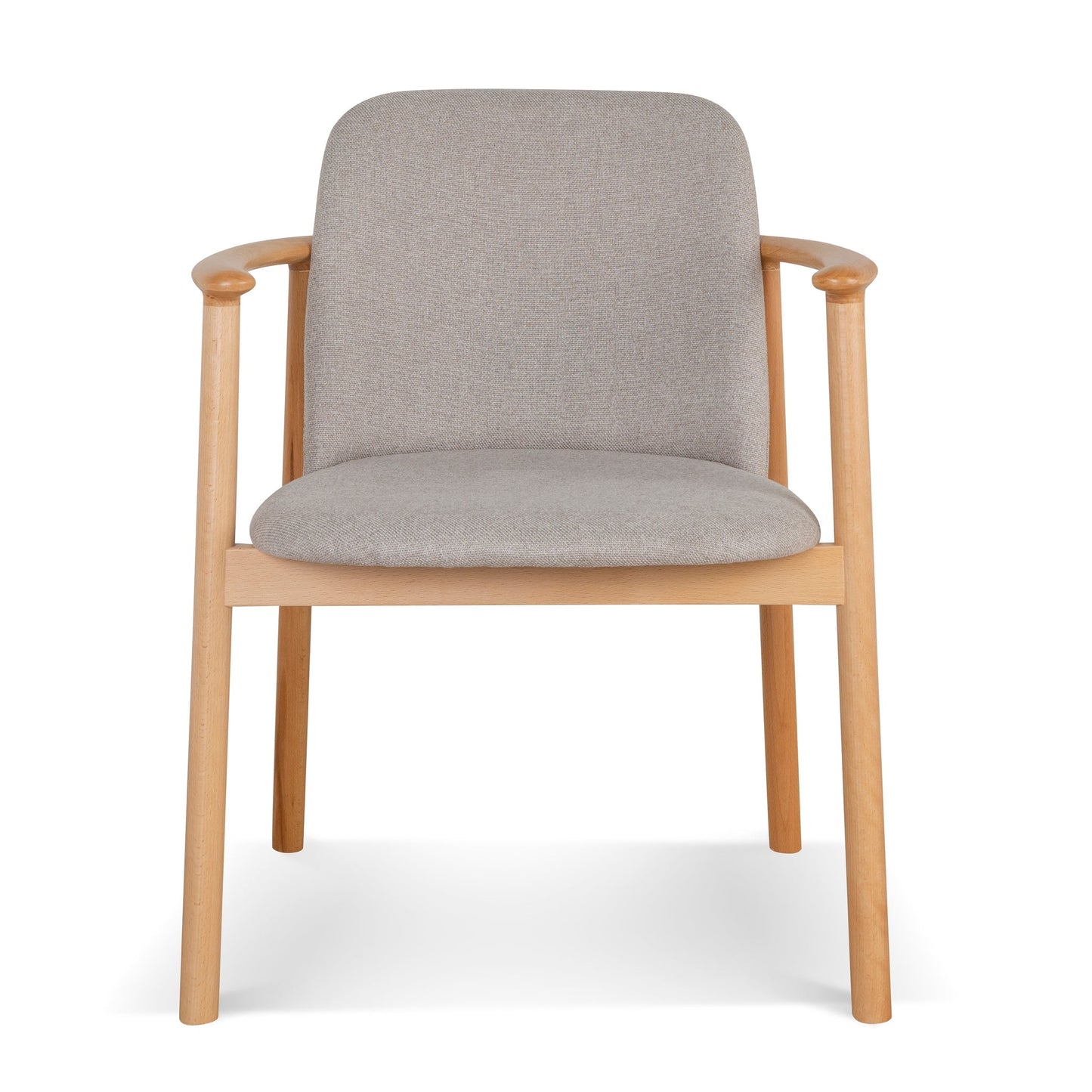 Set of 2 - Natural Dining Armchair - Grey Seat
