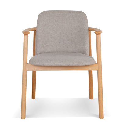 Set of 2 - Natural Dining Armchair - Grey Seat