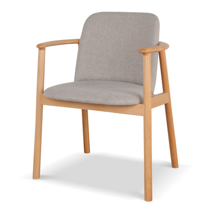 Set of 2 - Natural Dining Armchair - Grey Seat
