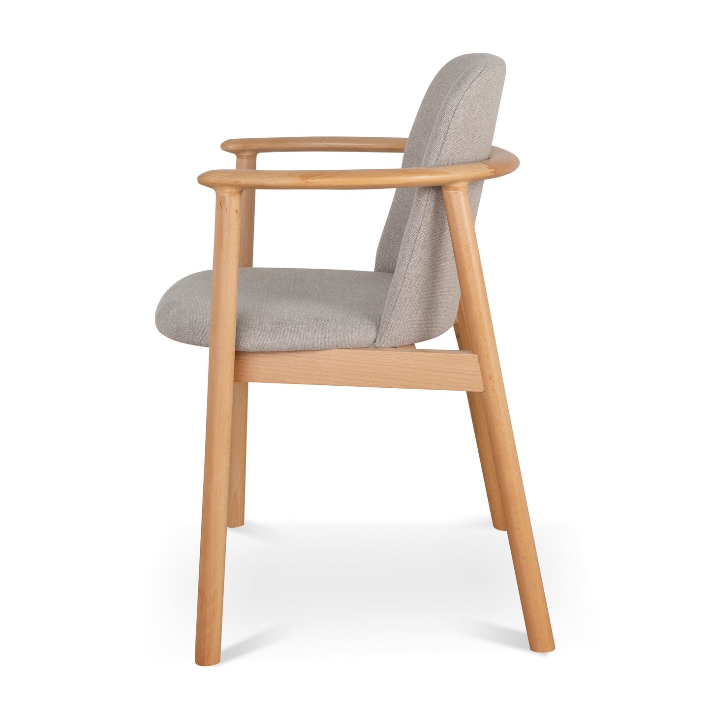 Set of 2 - Natural Dining Armchair - Grey Seat