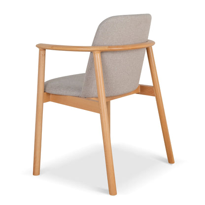 Set of 2 - Natural Dining Armchair - Grey Seat