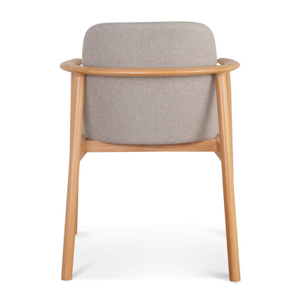 Set of 2 - Natural Dining Armchair - Grey Seat