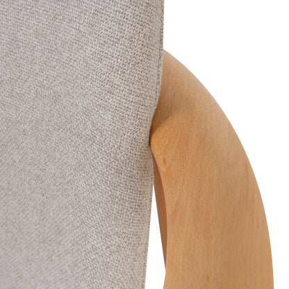 Set of 2 - Natural Dining Armchair - Grey Seat
