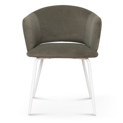 CDC10194-FH White Dining Chair - Dark Moss Green (Set of 2)