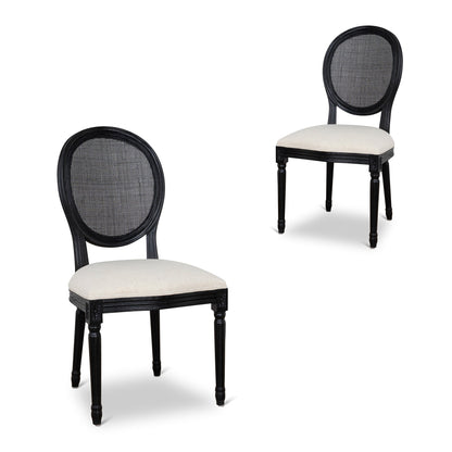 CDC10551-LJ Black ELM Dining Chair - Dawn Beige (Set of 2)