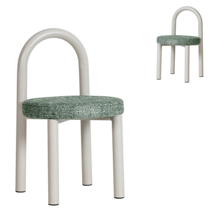 CDC12017-FH White Dining Chair - Spring Green (Set of 2)