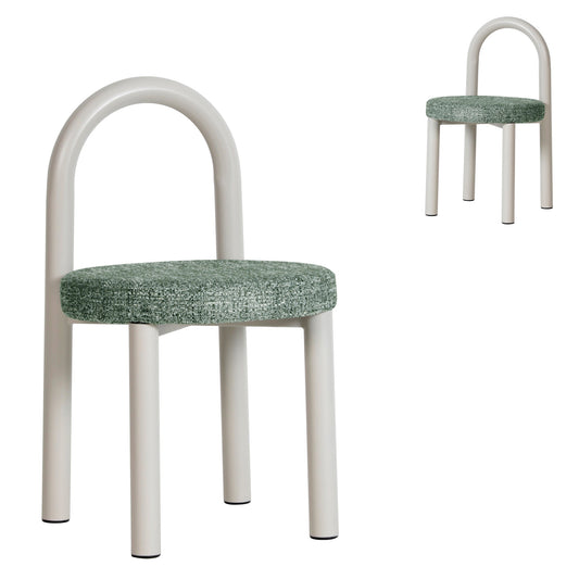 CDC12017-FH White Dining Chair - Spring Green (Set of 2)