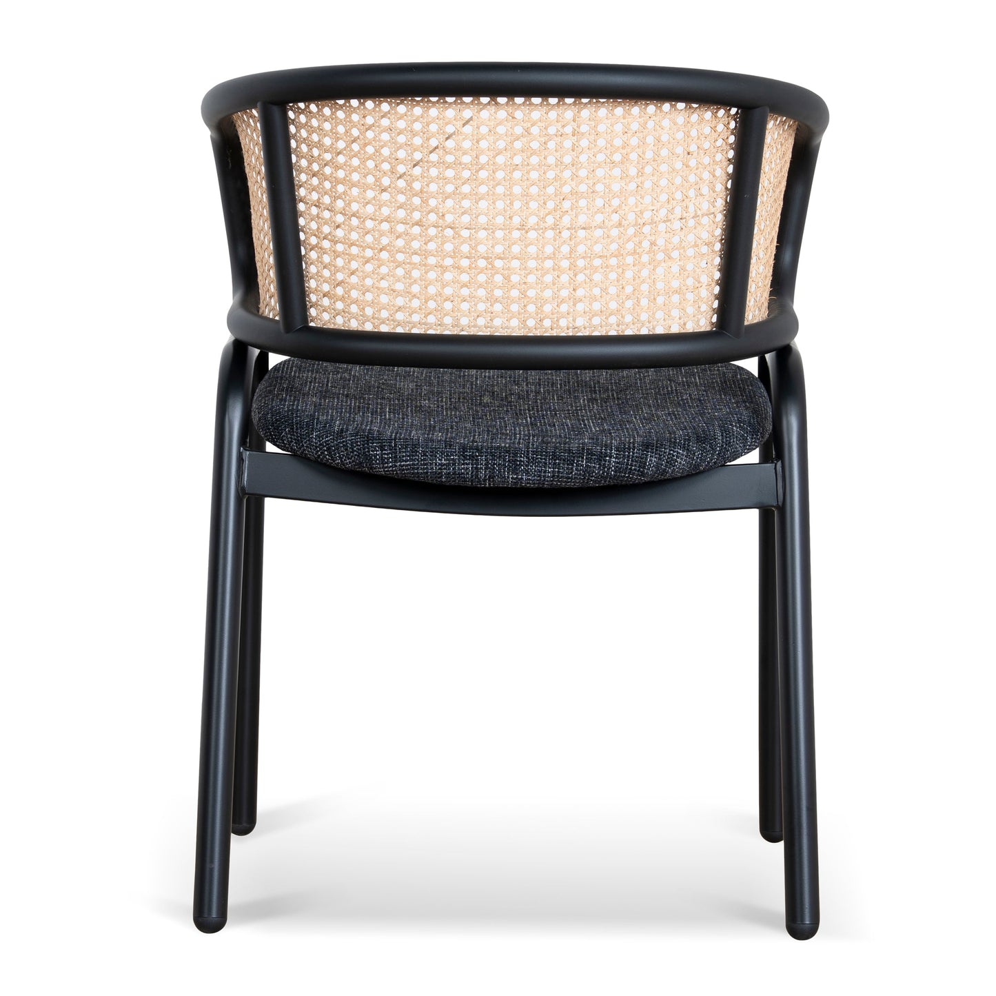 CDC12046-SD Fabric Dining Chair - Dark Grey with Rattan Back (Set of 2)